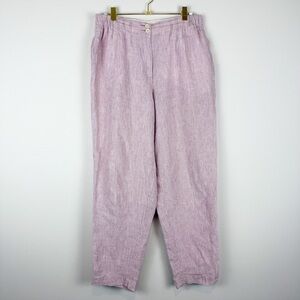 Poetry High Twist Linen‎ Tapered Trouser Pale Pink Gingham Pant Lagenlook Size 6